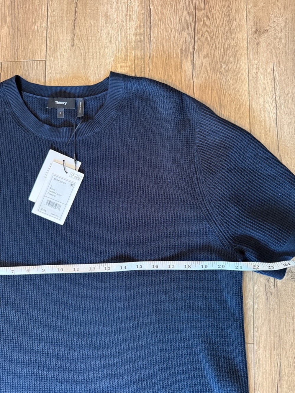 Theory Navy Short-Sleeve Textured Crew Tee - Picture 3 of 3